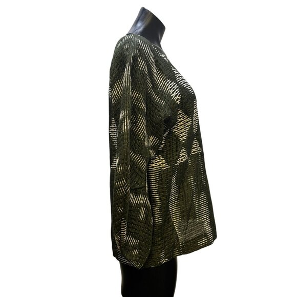 Maria Cornejo Olive White Diamond Textured Blouse Top 6 - Picture 3 of 7